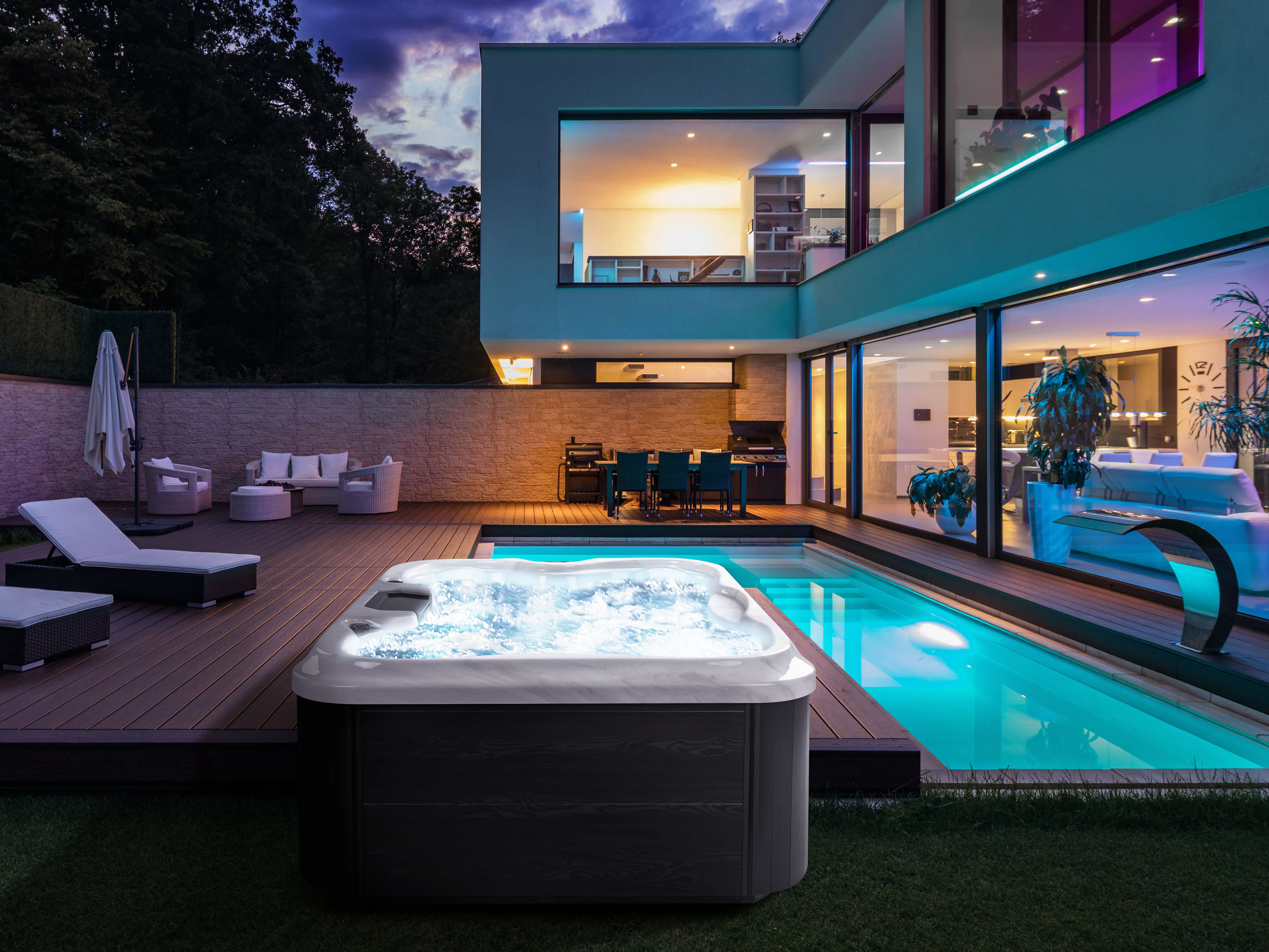 Buiten hottub met LED ARCELIA Wit