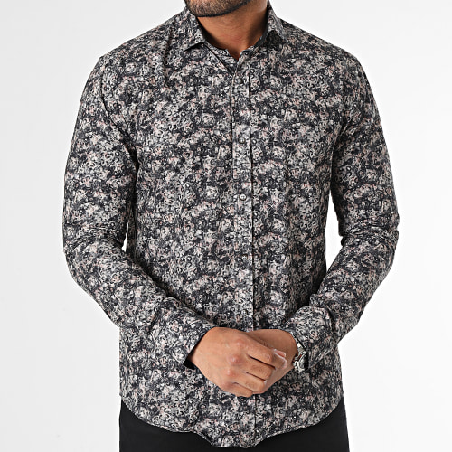 Chemise Manches Longues Beige Noir