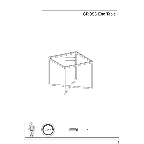 Cross firkantet sofabord - klar glas