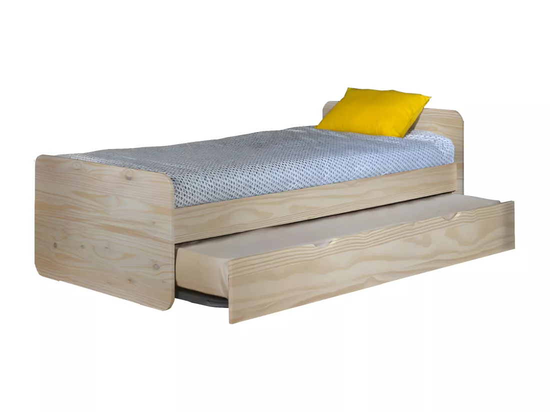 Lit gigogne 90x200 cm bois massif bois LUPIN