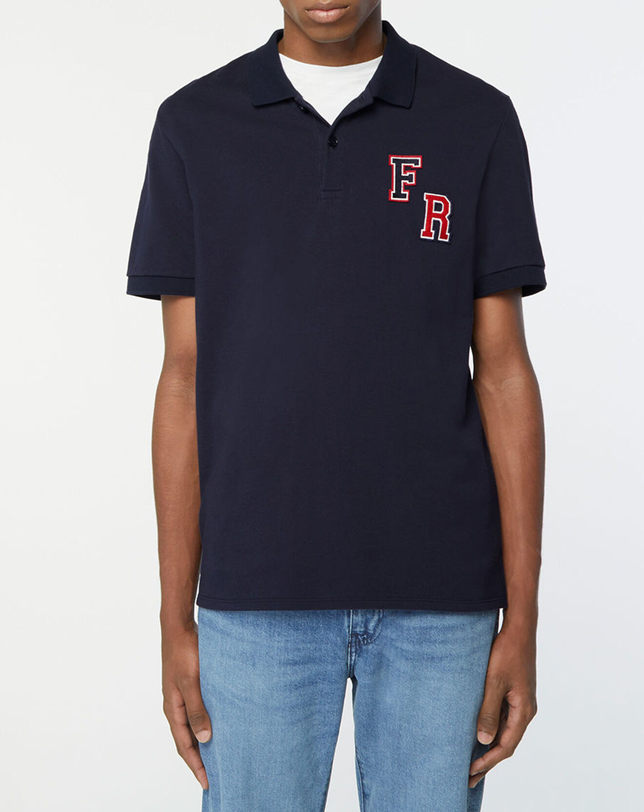 Galeries Lafayette Polo en Coton piqué Piaf bleu marine