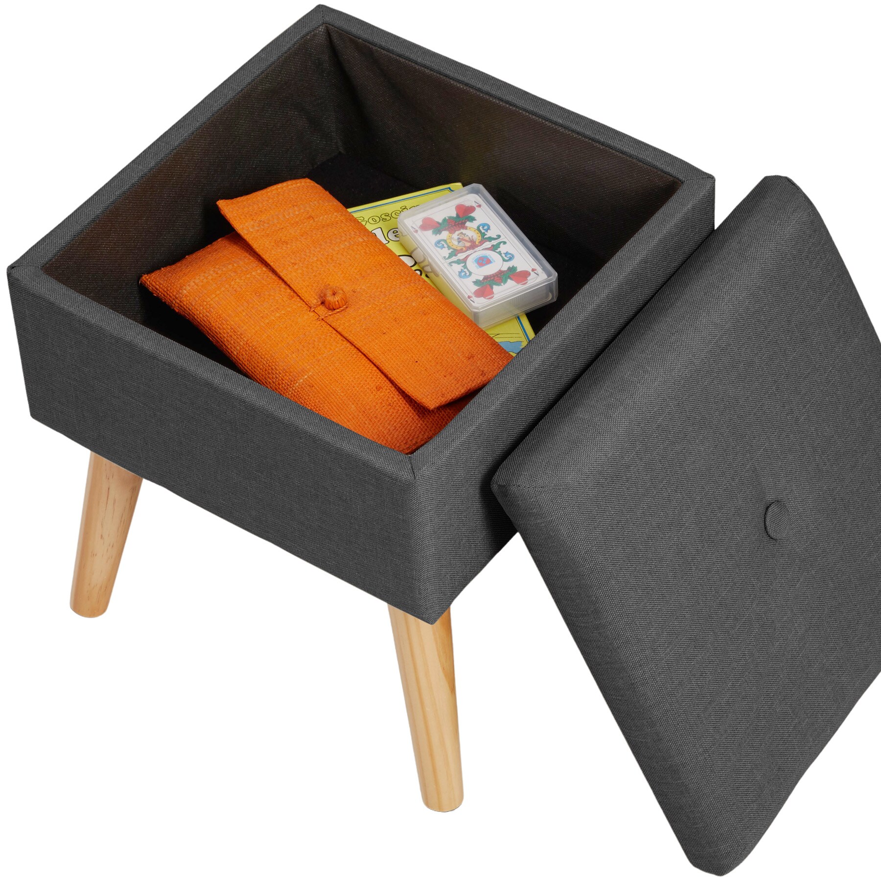 tectake® Sitzhocker, gepolstert, mit Stauraum, 32,5 x 32,5 x 36,5 cm