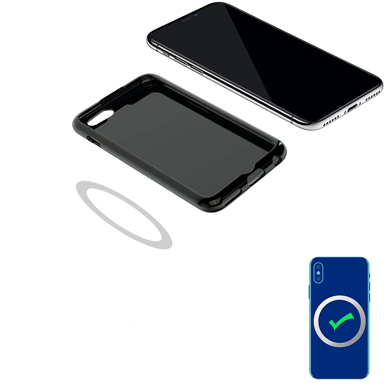 (5er Set) Magnetischer Metall MagSafe Sticker Haltering - Weiss