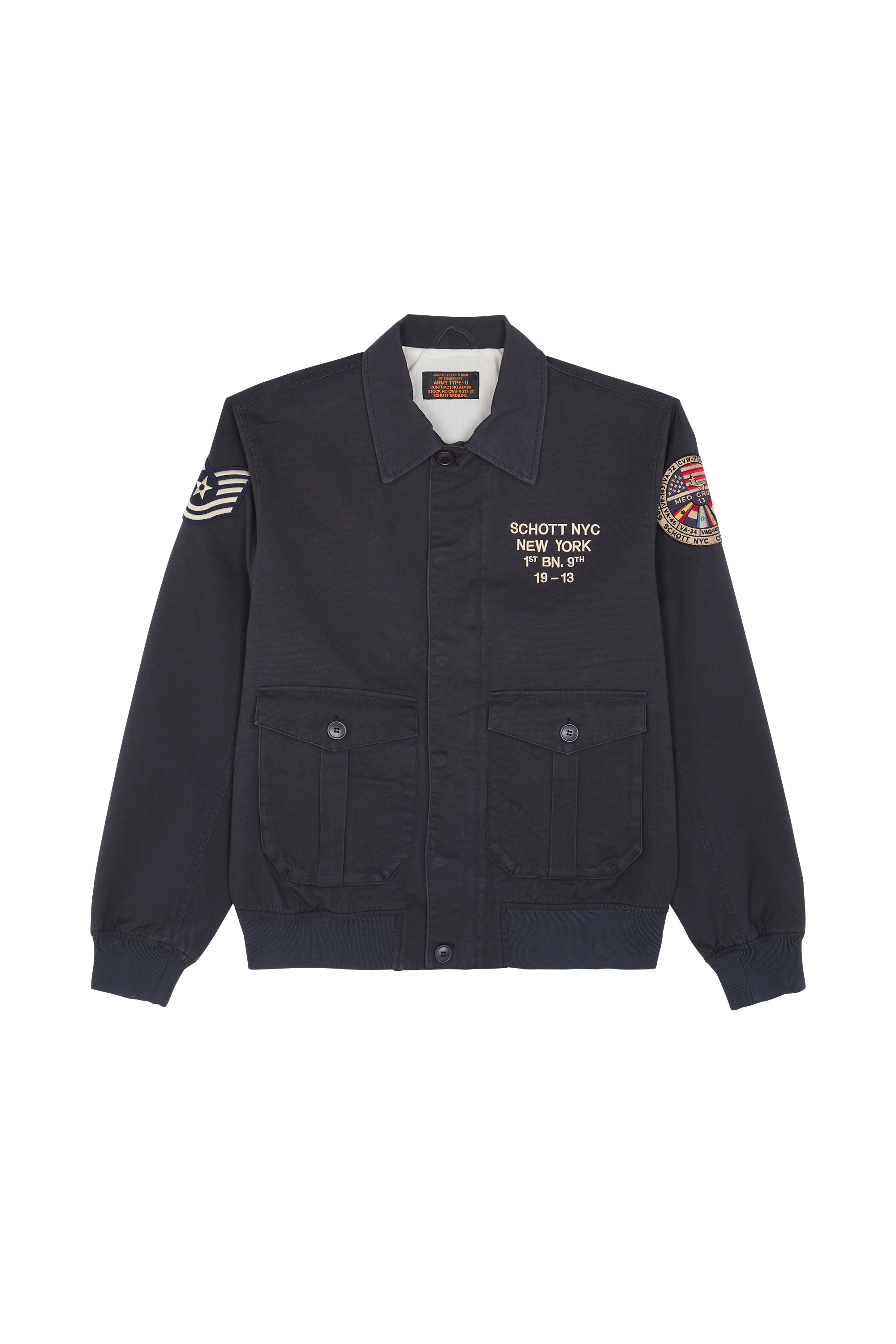 SCHOTT VESTE BLOUSON PILOTE ZIPPE BRODE DOS SCHOTT. Bleu