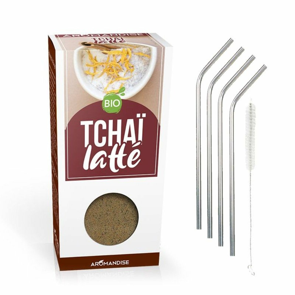 Tchaï latte betterave et muscade 70 g + 4 pailles en inox