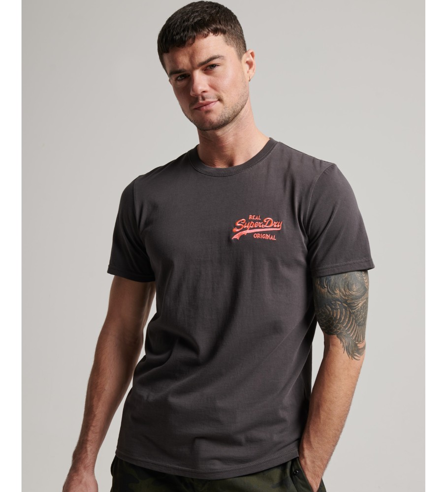 Camiseta Superdry Vintage Logo Floral, Cinza Carvão