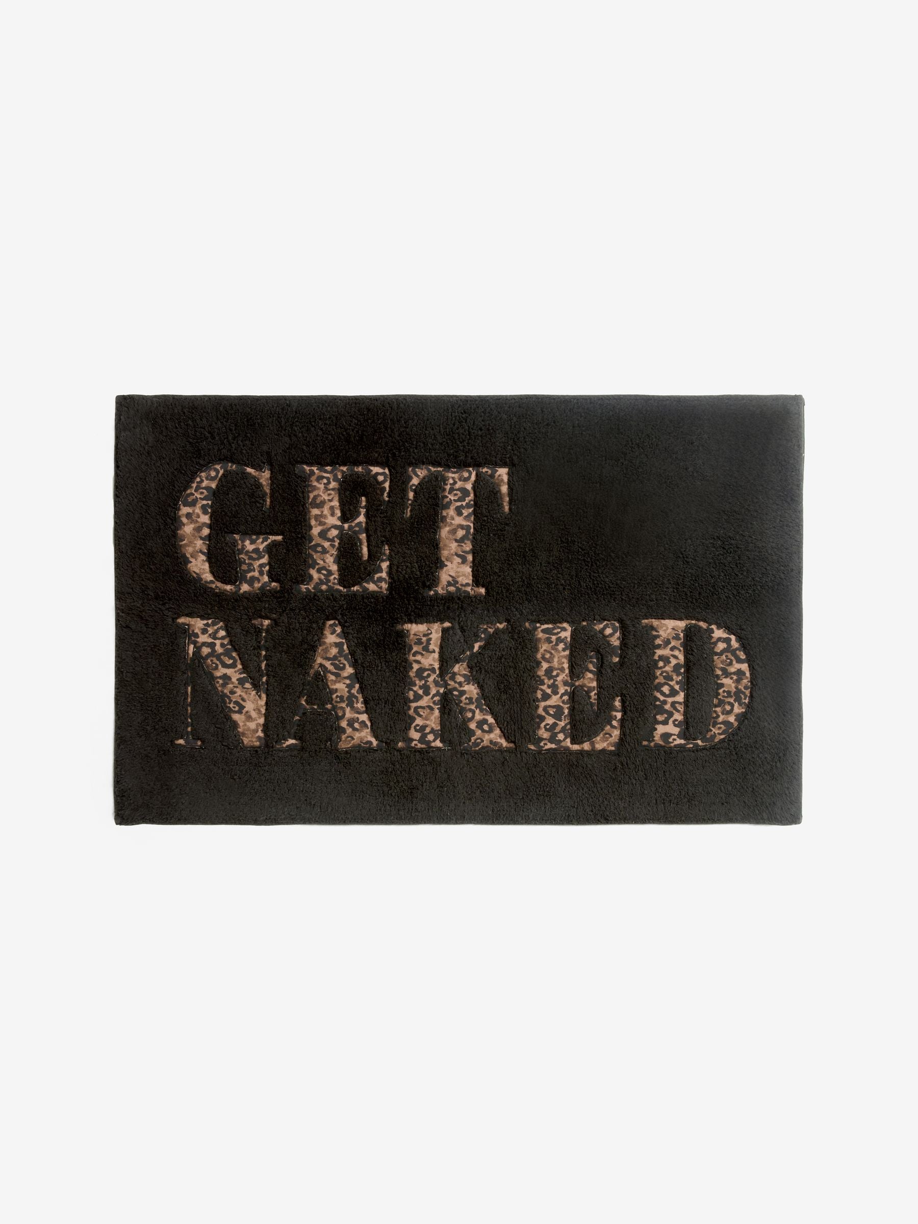 Slogan Leopard Print 100% Cotton Bath Mat