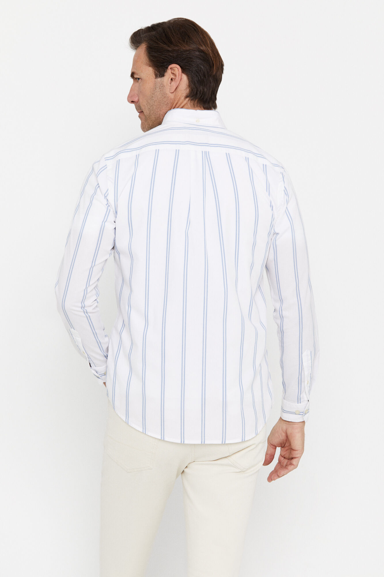 Camisa listrada fácil de passar - Verde