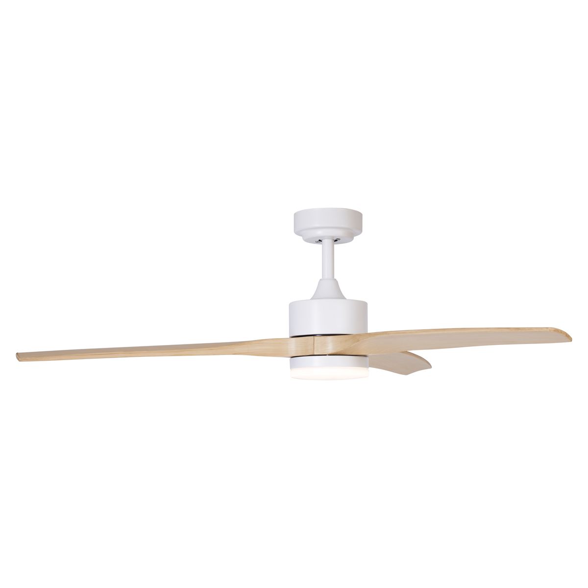 Plafondventilator wit met hout print 132cm incl. LED dimbaar met afstandsbediening - Joly