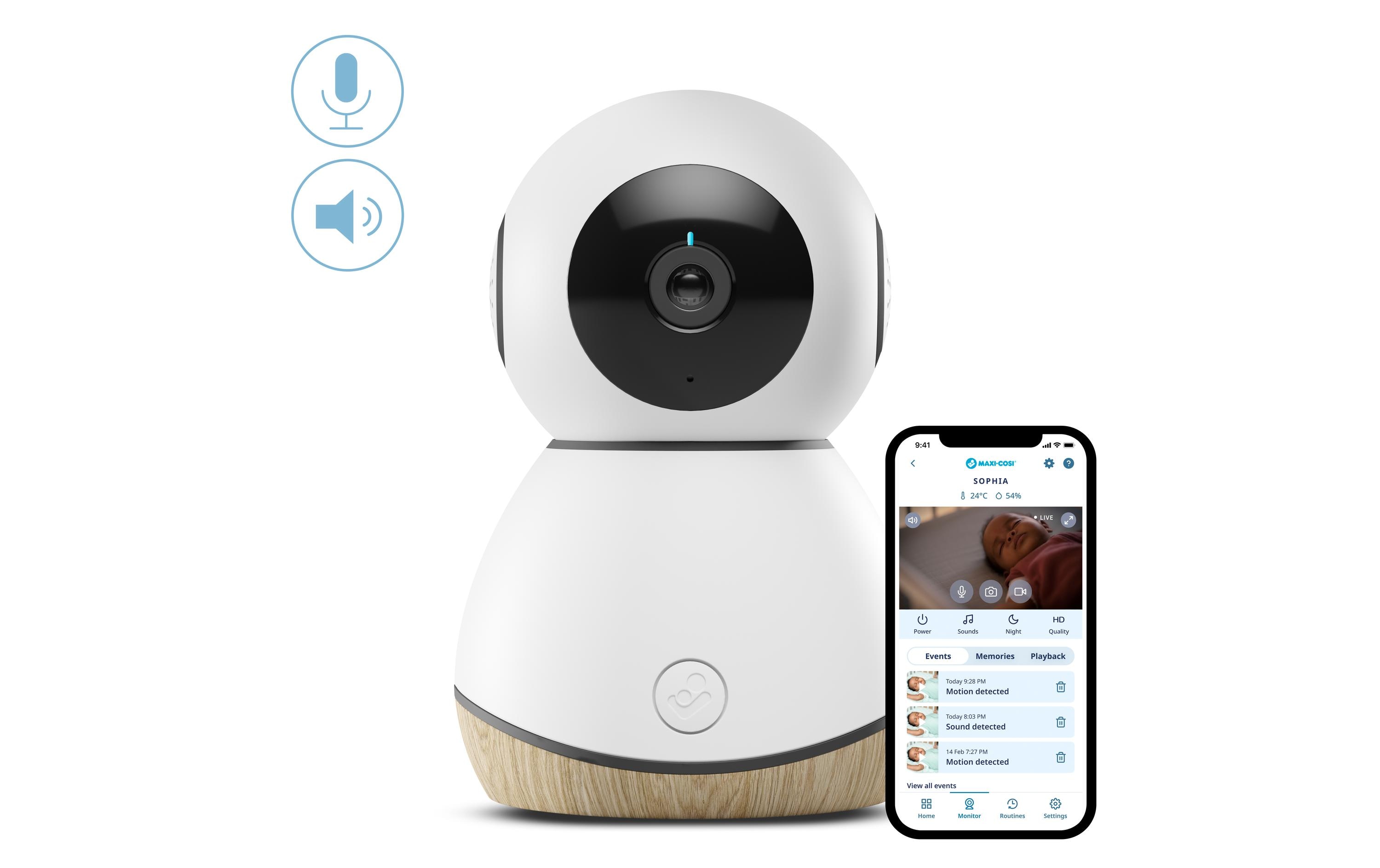 Babyphone See White WoodVideo-Babyphone mit HD-Live-Streaming