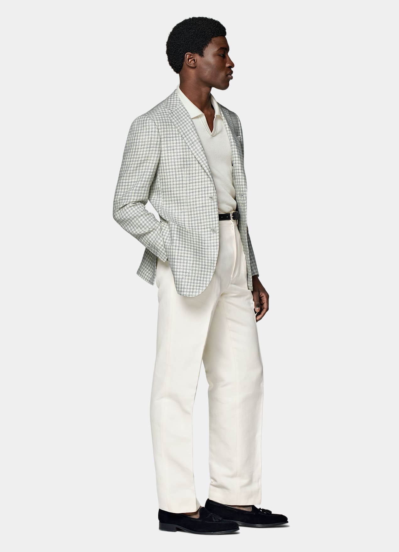 Blazer Havana coupe Tailored gris clair à carreaux