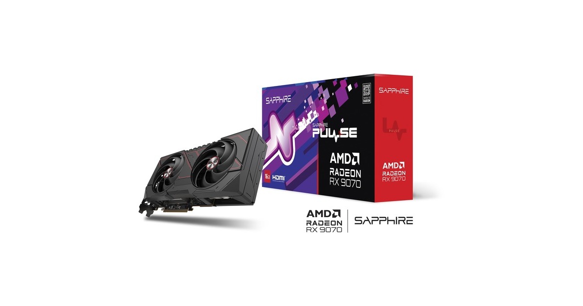SAPPHIRERadeon RX 9070 Pulse grafische kaart  (Zwart, 2x DisplayPort, 2x HDMI, RDNA4)