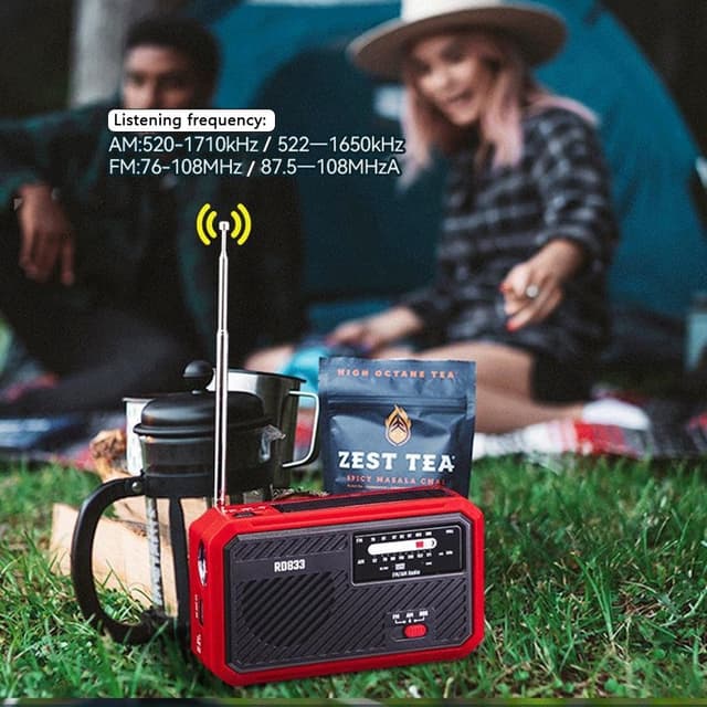 AM FM Radio Solar Charging Håndsving LED lommelygte PowerBank