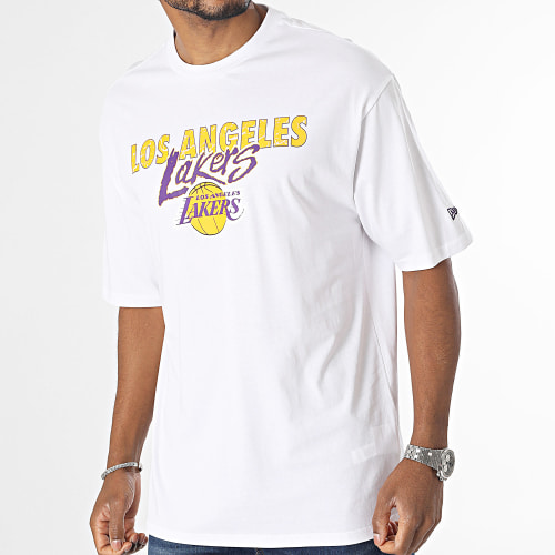 Tee Shirt Team Script Los Angeles Lakers 60416337 Blanc