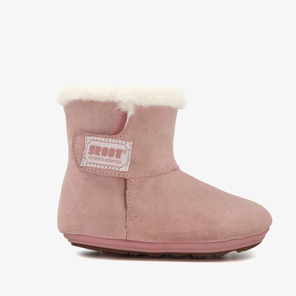 Groot leren babyschoenen roze