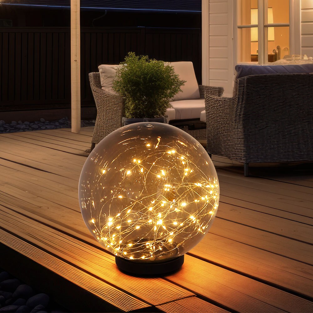 LED Solarlampe, Kugel-Form, Lichterkette, H 36 cm