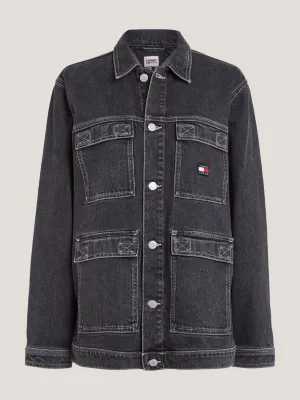 Jaqueta jeans utilitária casual