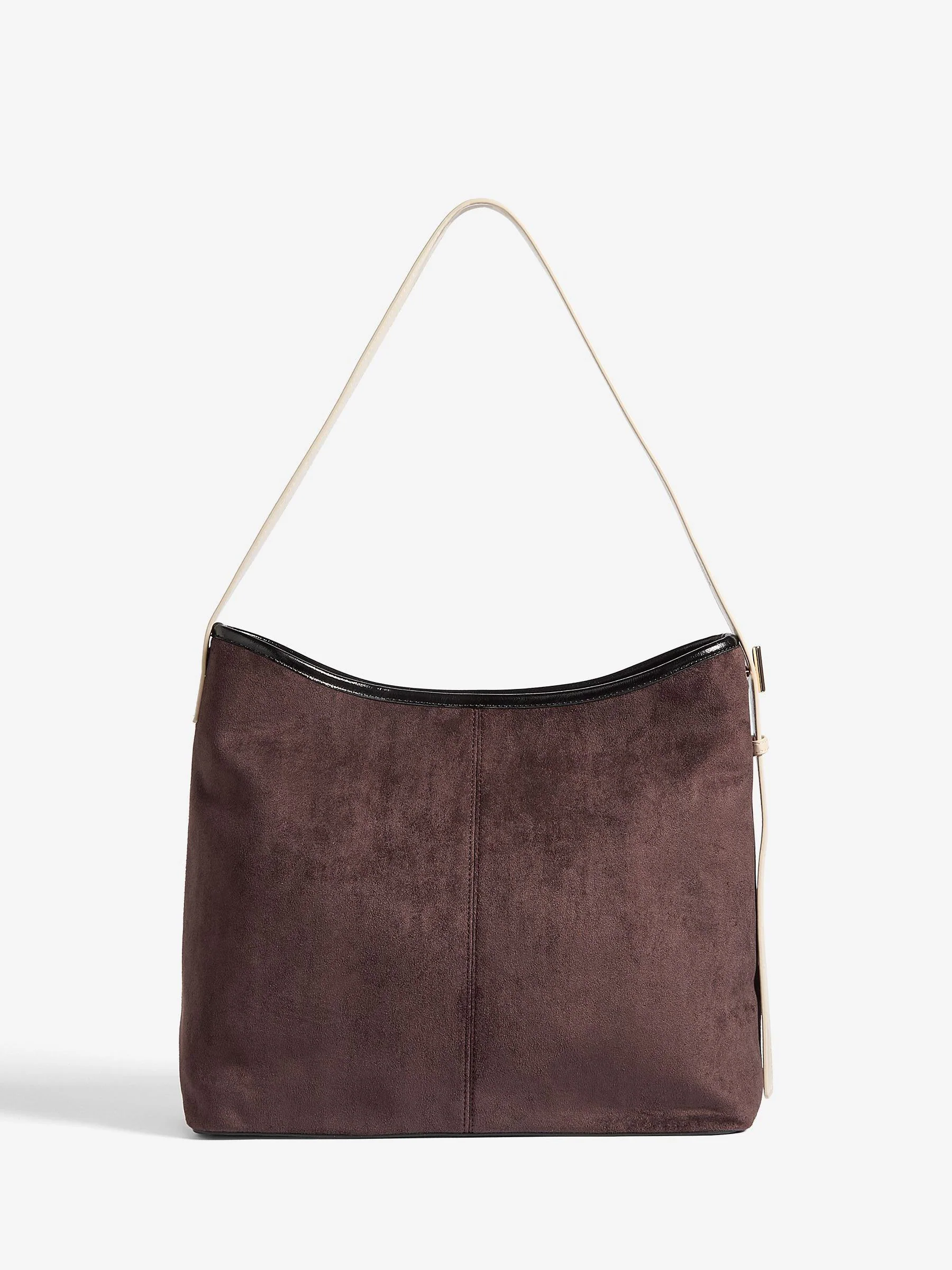Chocoladebruin en Zwart - Love & Roses Woven Slouchy Tote Bag