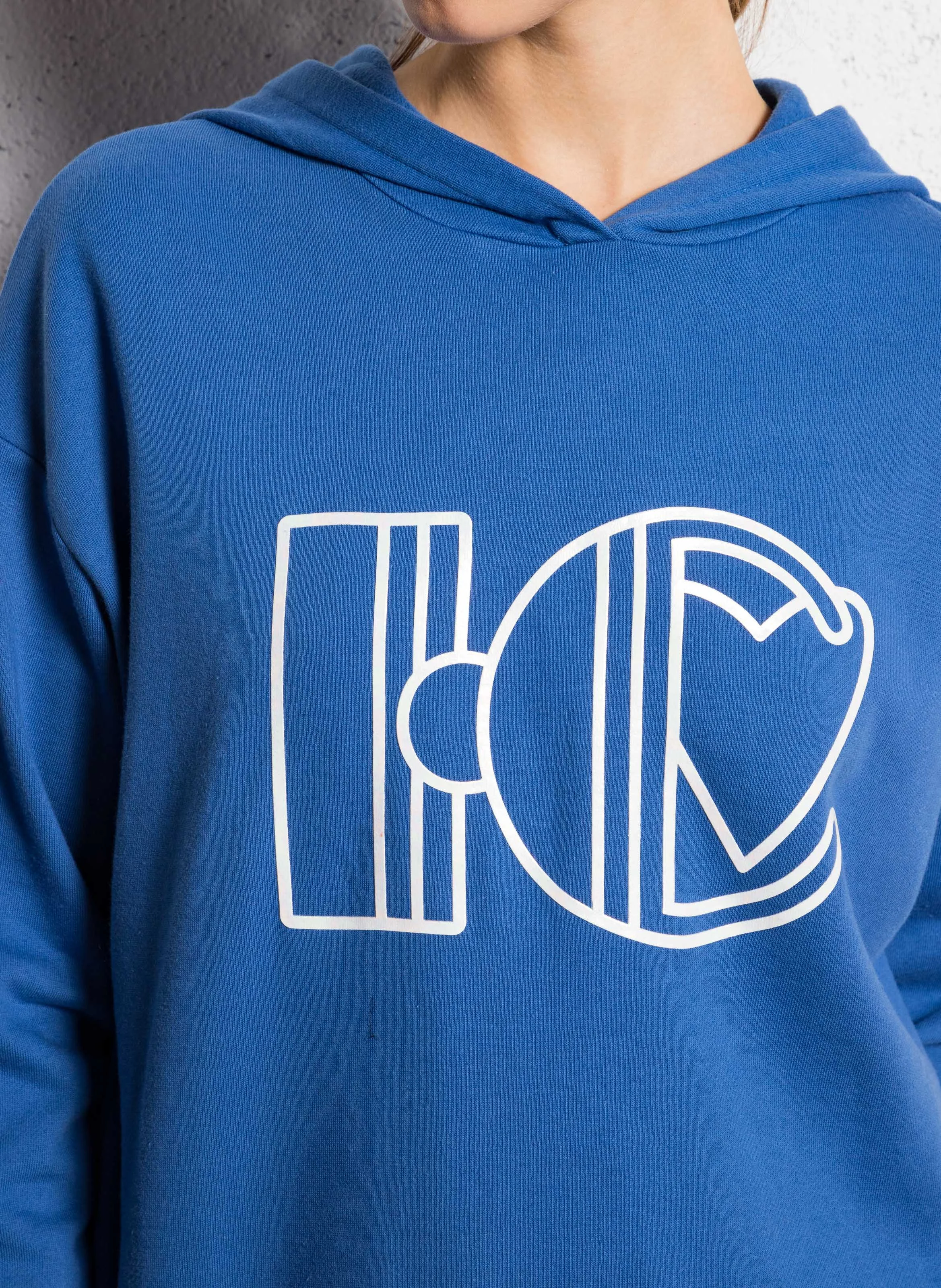 Sweat à capuche oversize en coton | Bleu