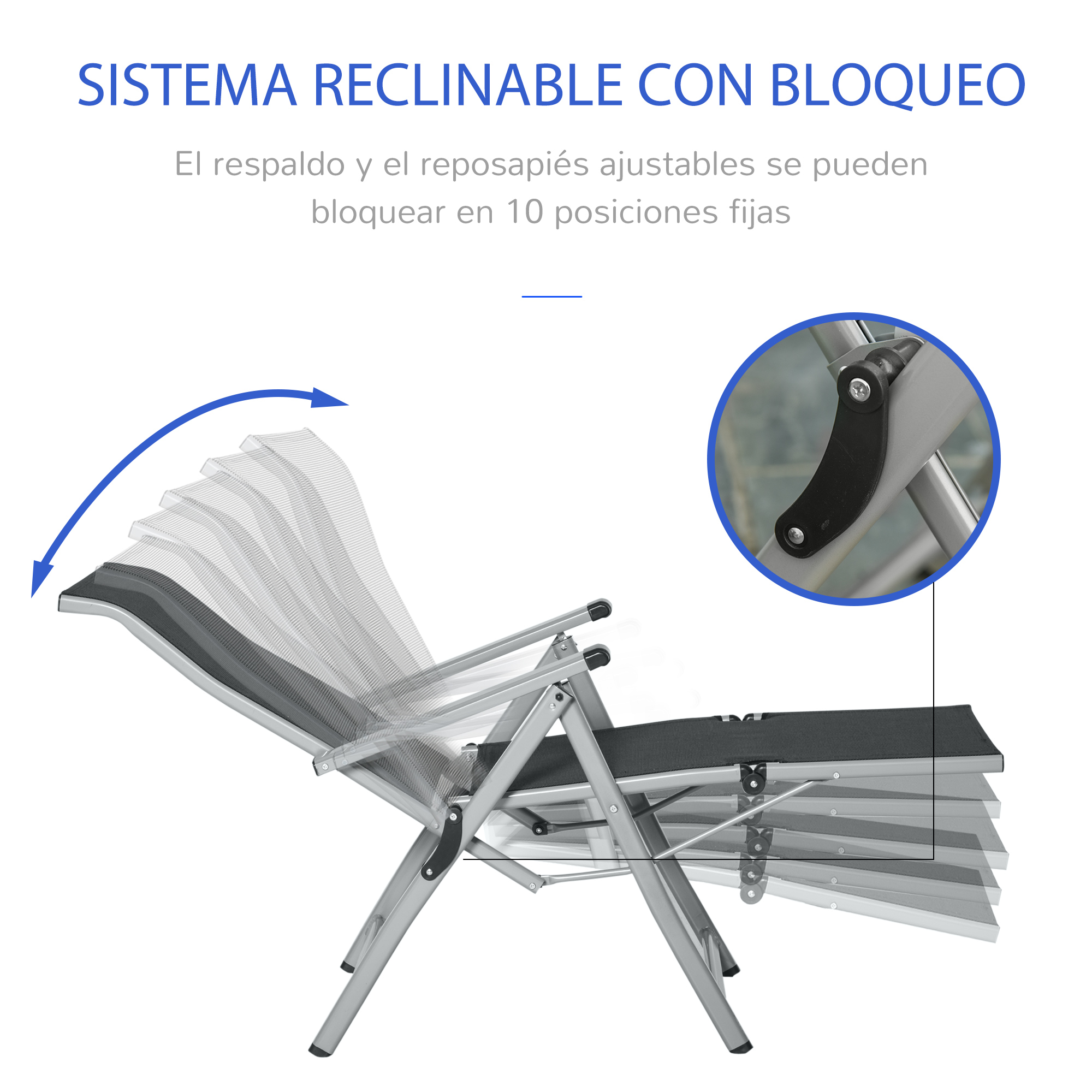 Espreguiçadeiras de jardim pretas Outsunny