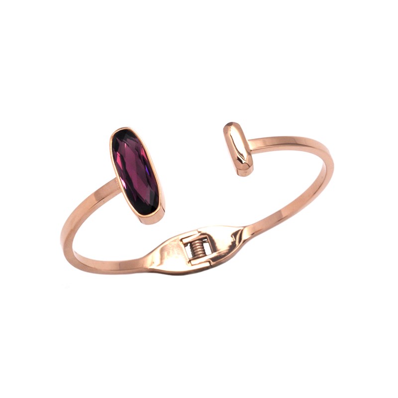 Bracelet rigide en acier cuivré orné de cristaux Swarovski avec pierres Crystal rouge