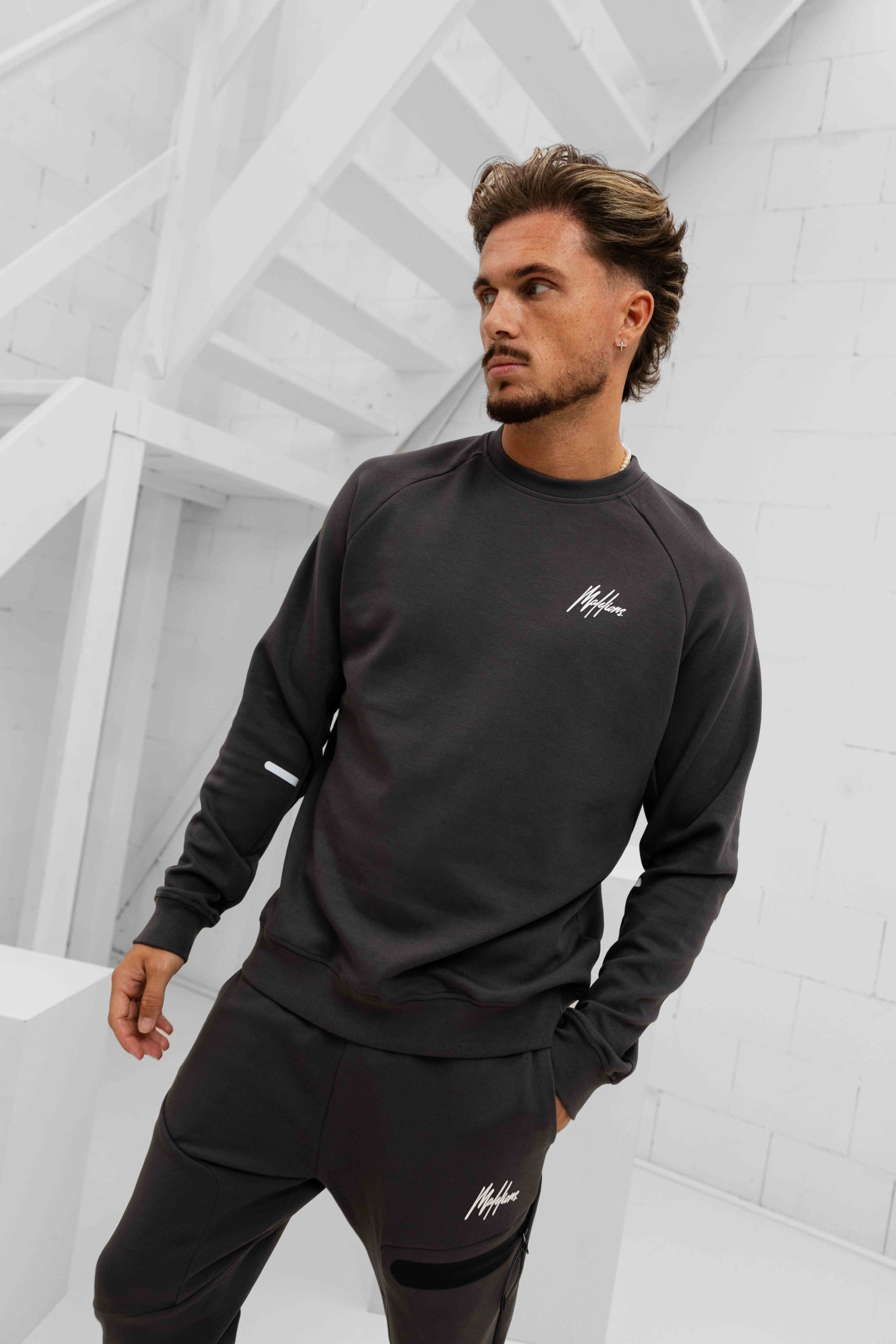 Malelions Sport Counter Sweater Trainingspak Heren Donkergrijs