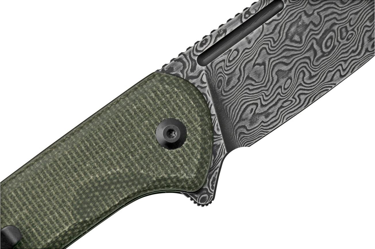 Civivi Conspirator C21006-DS1 Green Micarta, Damascus zakmes