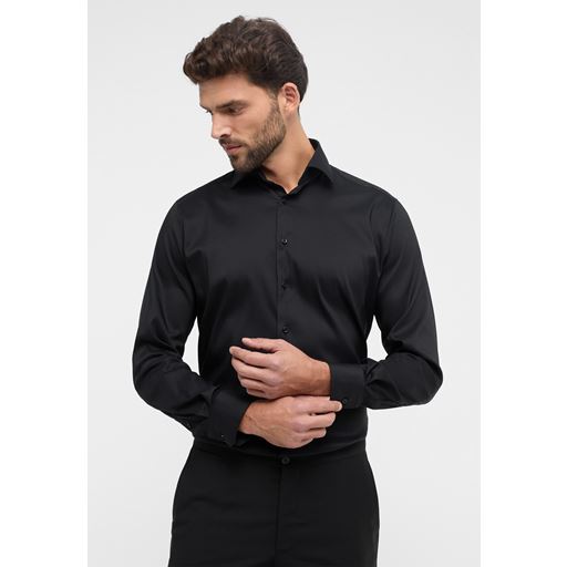 Eterna Langærmet Modern Fit Performance Skjorte, Sort, 43