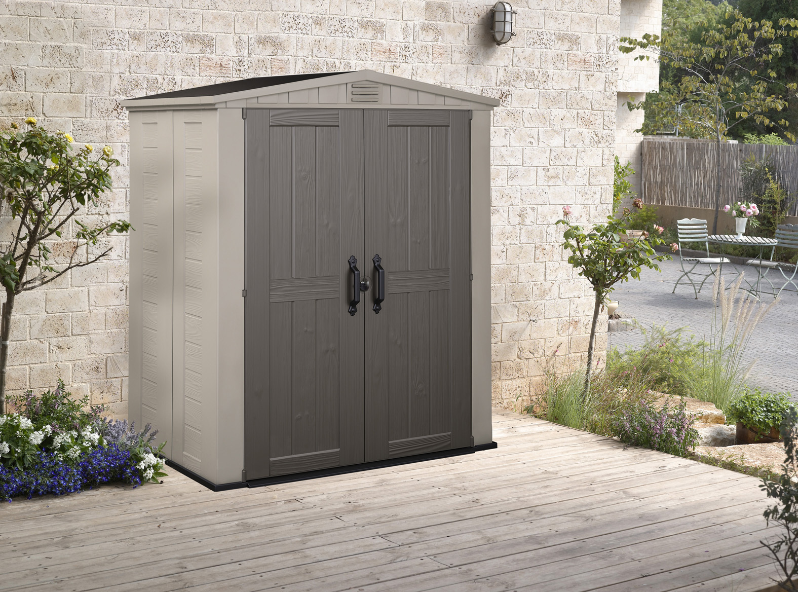 Gerätehaus FACTOR 6x3 - taupe-beige - Kunststoff - 173,5x113,5 cm