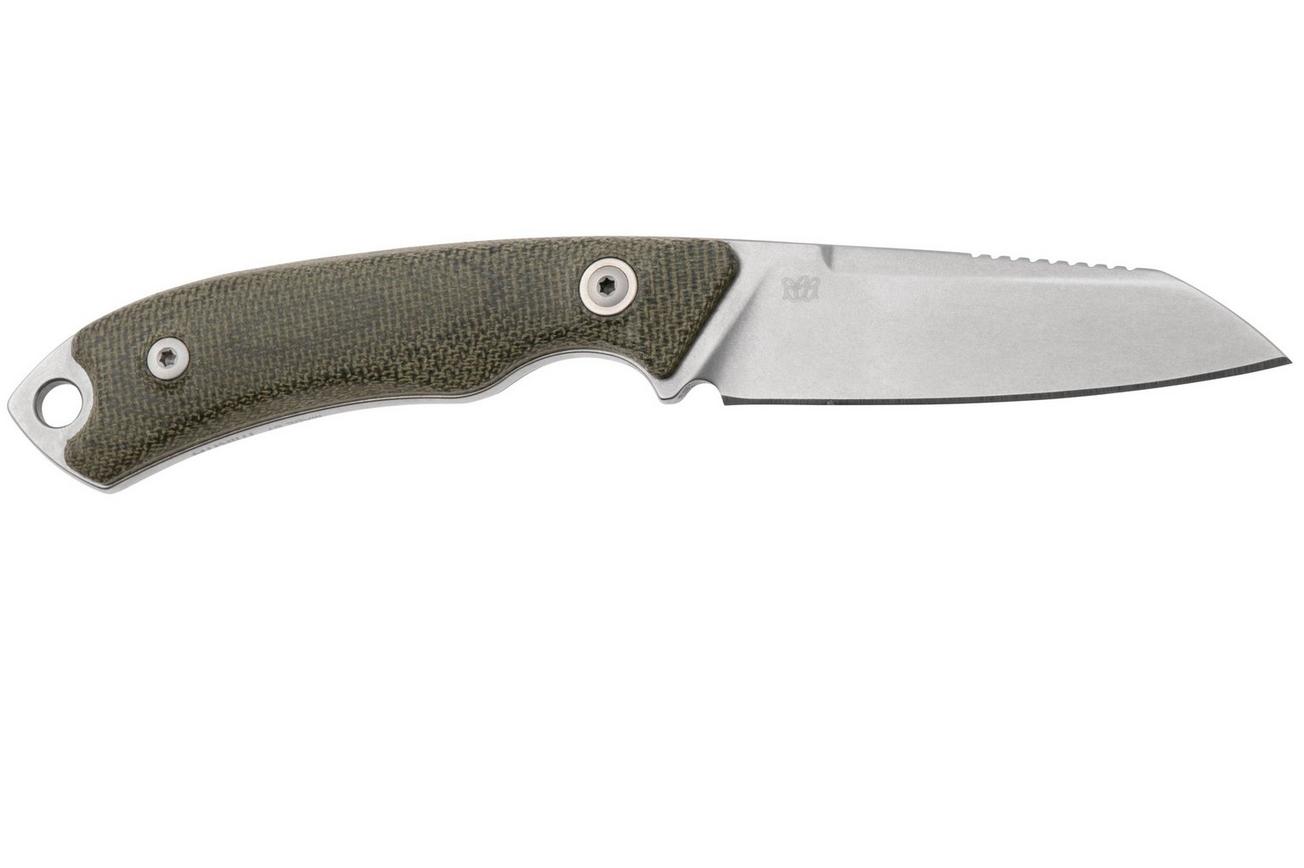 MKM Pocket Tango 2 Lambsfoot PT2-GC Green Canvas Micarta vaststaand mes, David C. Andersen design