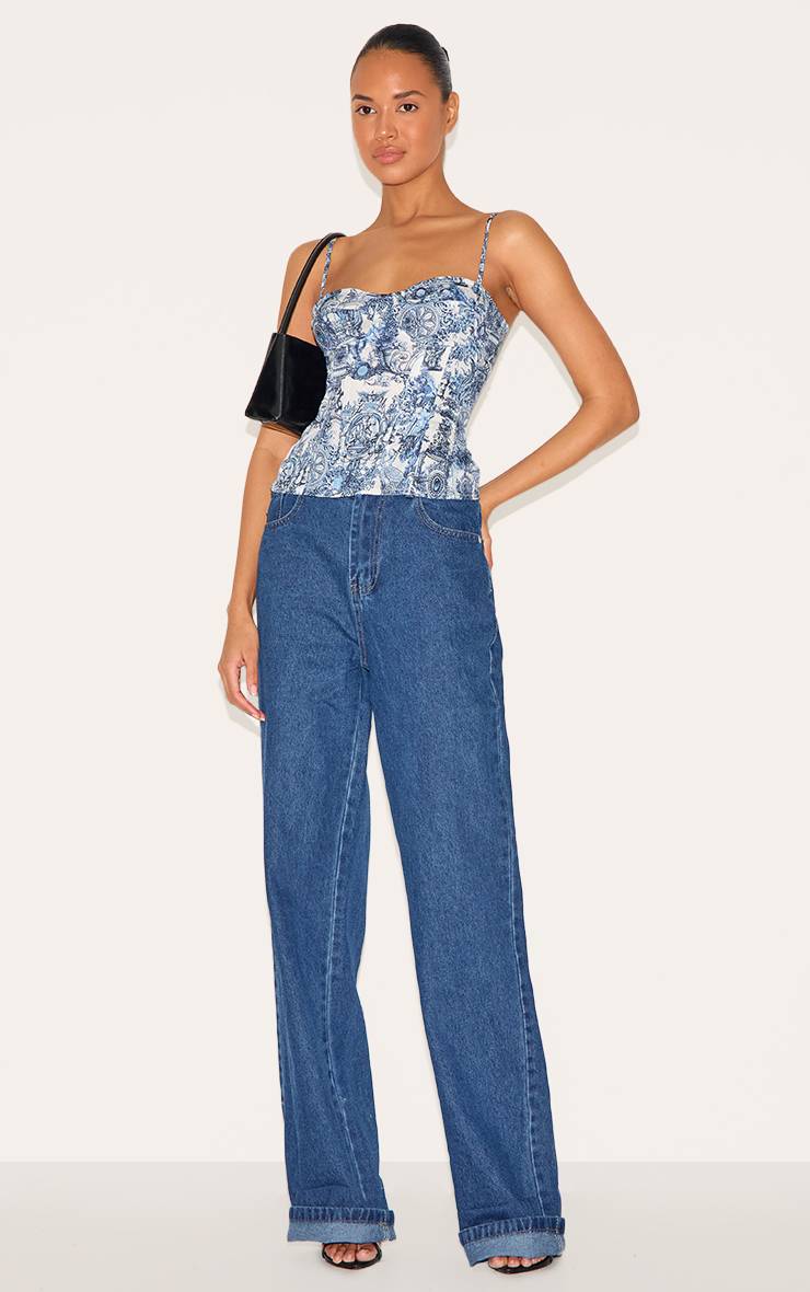 Bleu Top Corset Structuré