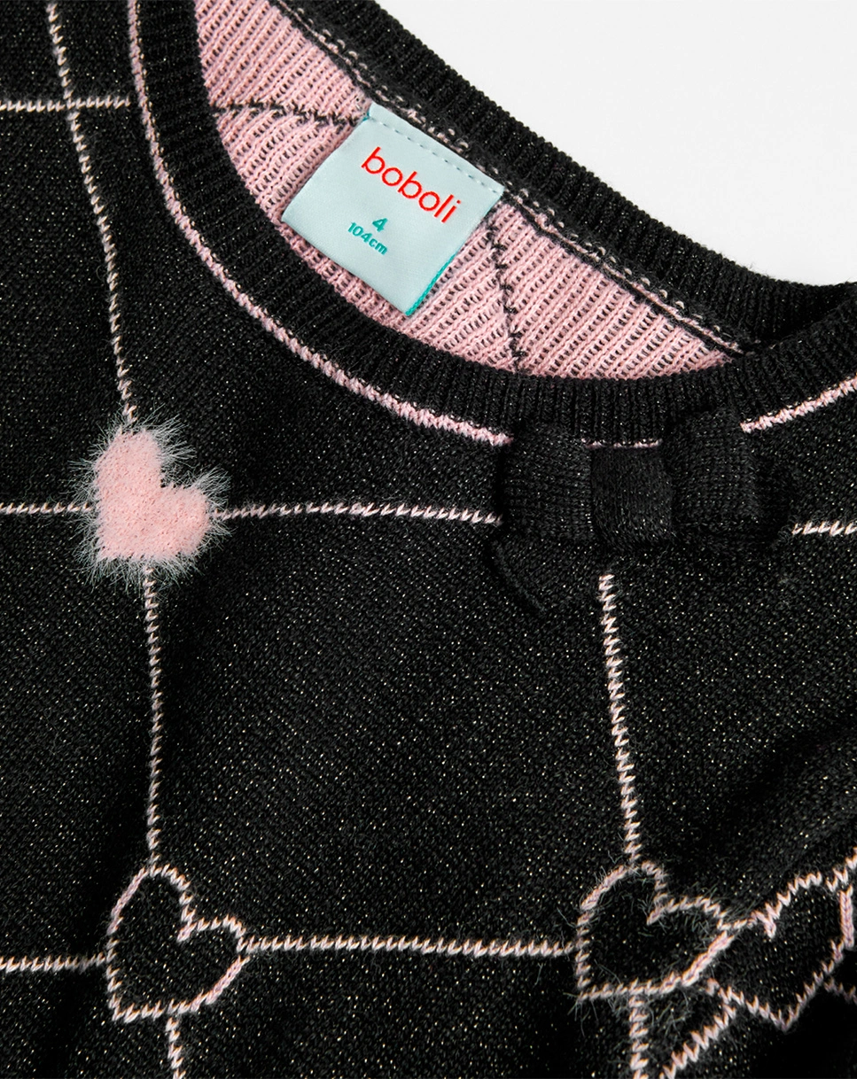 Strick-Langarmkleid HERZEN in schwarz