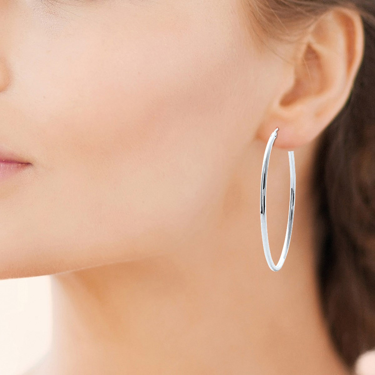 Boucles d'oreilles Brillaxis argent rhodié 60mm