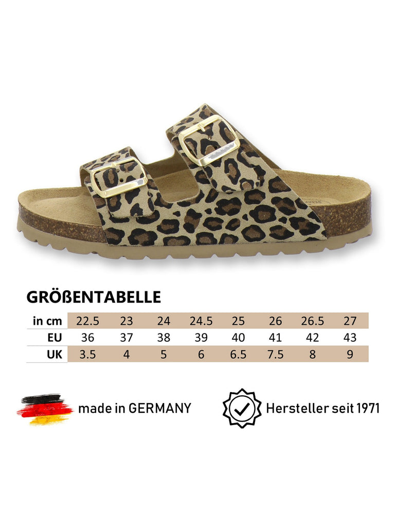Pantoletten Damen Zweischnaller leo-beige