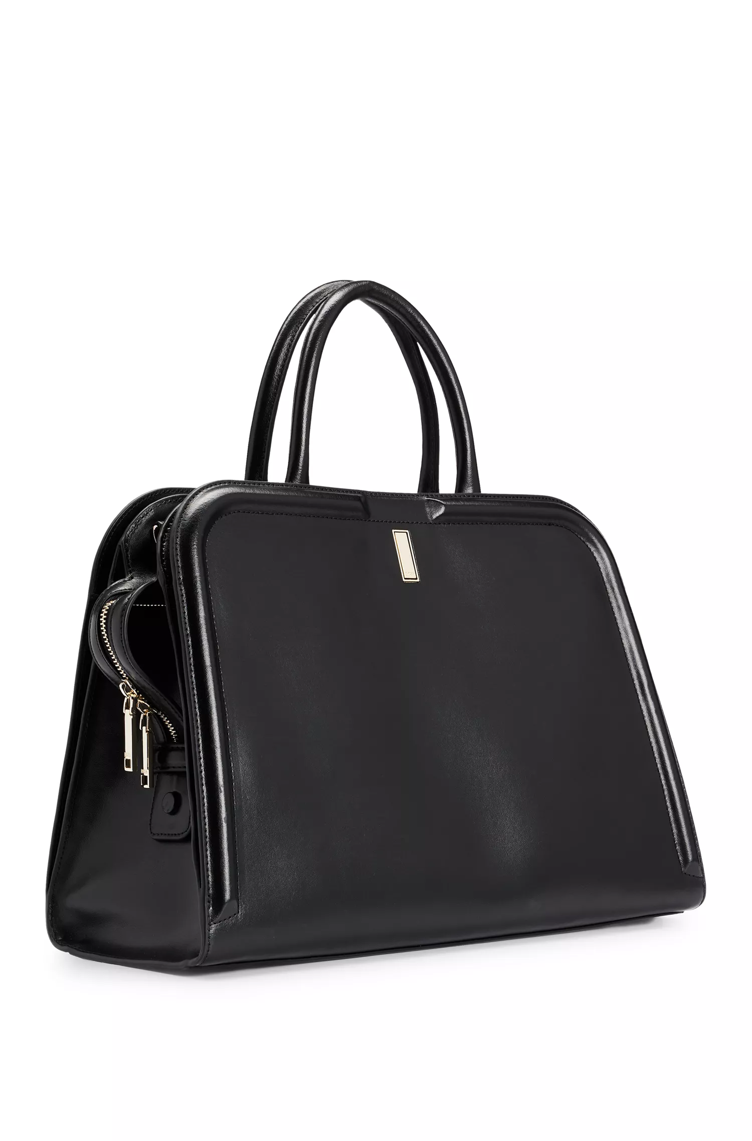 Bolsa tote BOSS em couro preto com nécessaire removível.