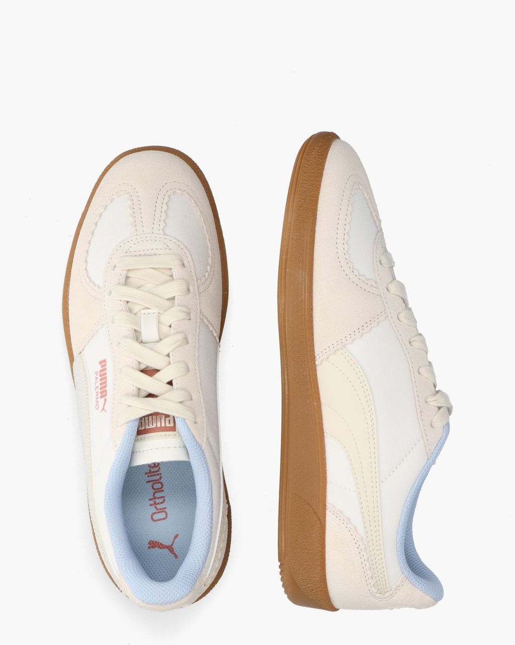 Puma Palermo Gentle Meld Wit/Lichtroze Damessneakers