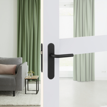 Karwei deurkruk set Henry ovaal blind schild zwart RVS