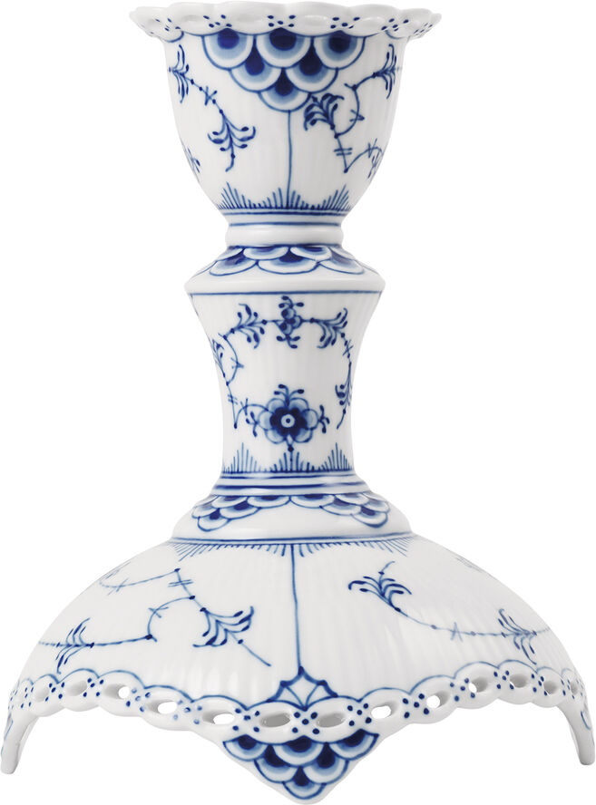 Royal Copenhagen Musselmalet Helblonde lysestage, 13,5 cm. Hvid