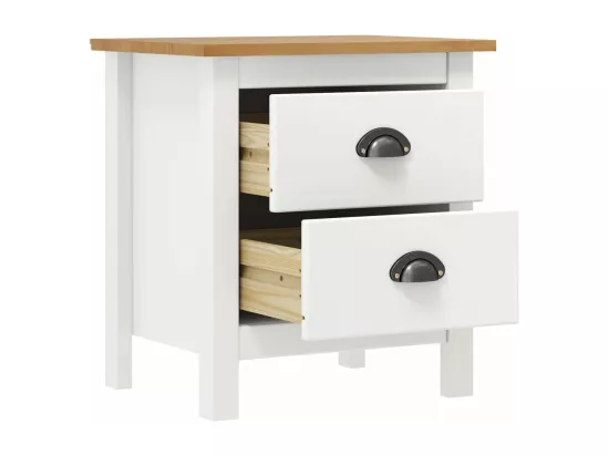Tables de chevet Hill 2 pcs Blanc 46x35x49,5 cm Bois pin solide