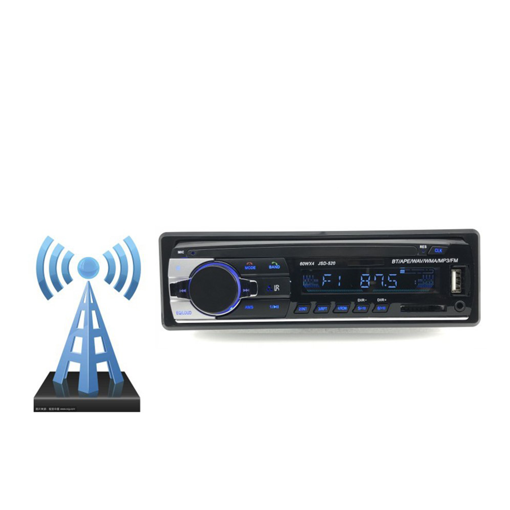 (187x57mm) Digitales Auto Radio FM Audio Transmitter Bluetooth MP3 Player mit SD Karten Slot - Schwarz / Silber