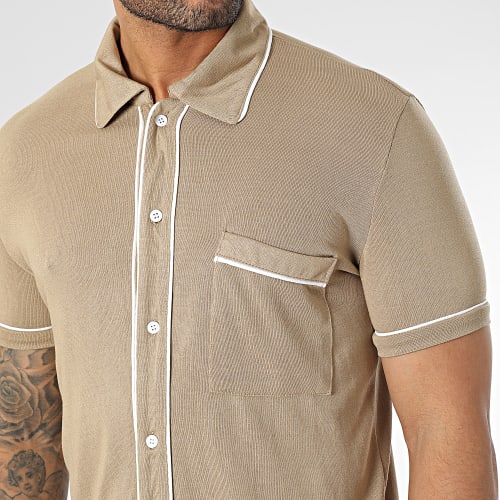Chemise Manches Courtes Beige