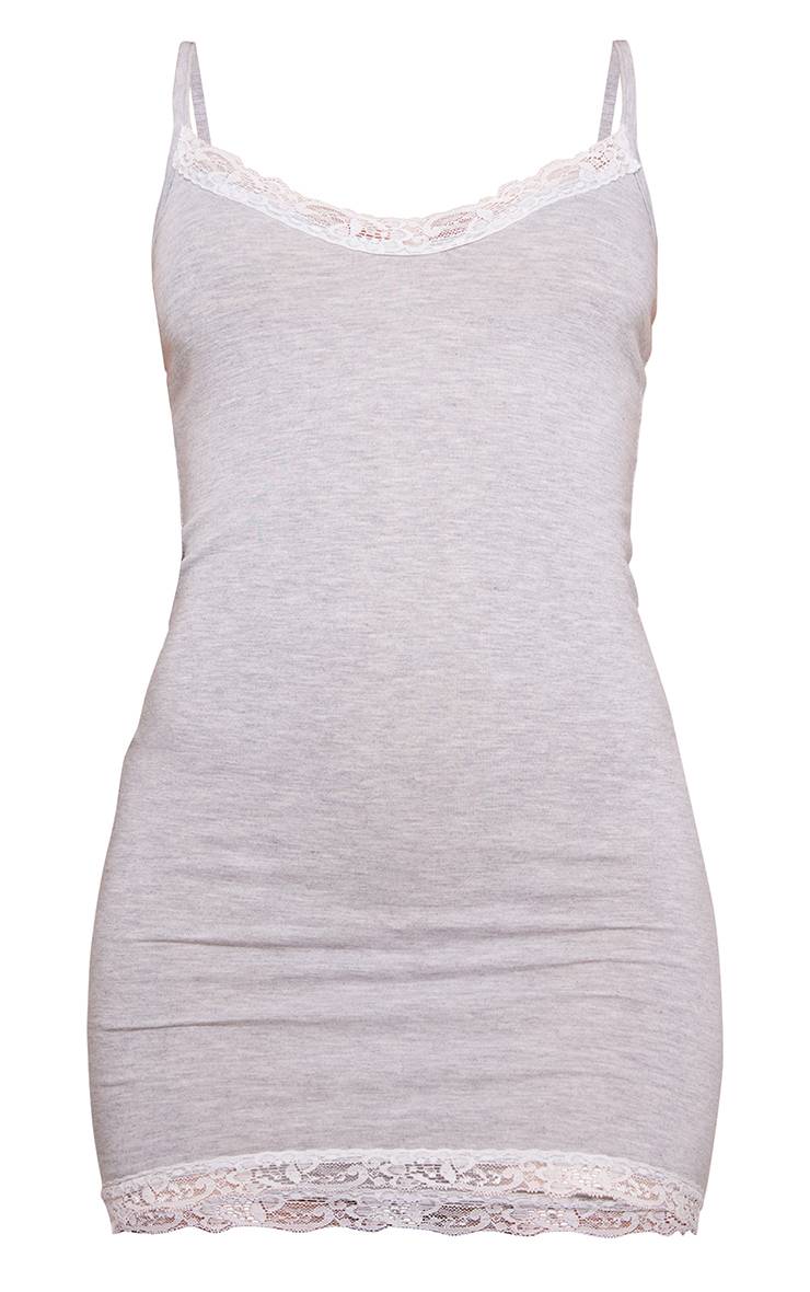 Gris Nuisette En Jersey À Bordure En Dentelle