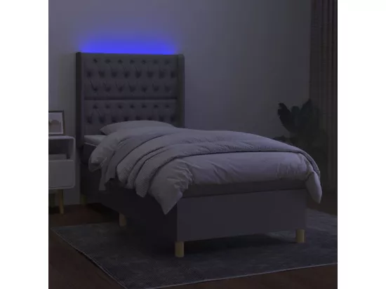 Sommier tapissier avec matelas et LED Gris clair 90x190cm Tissu