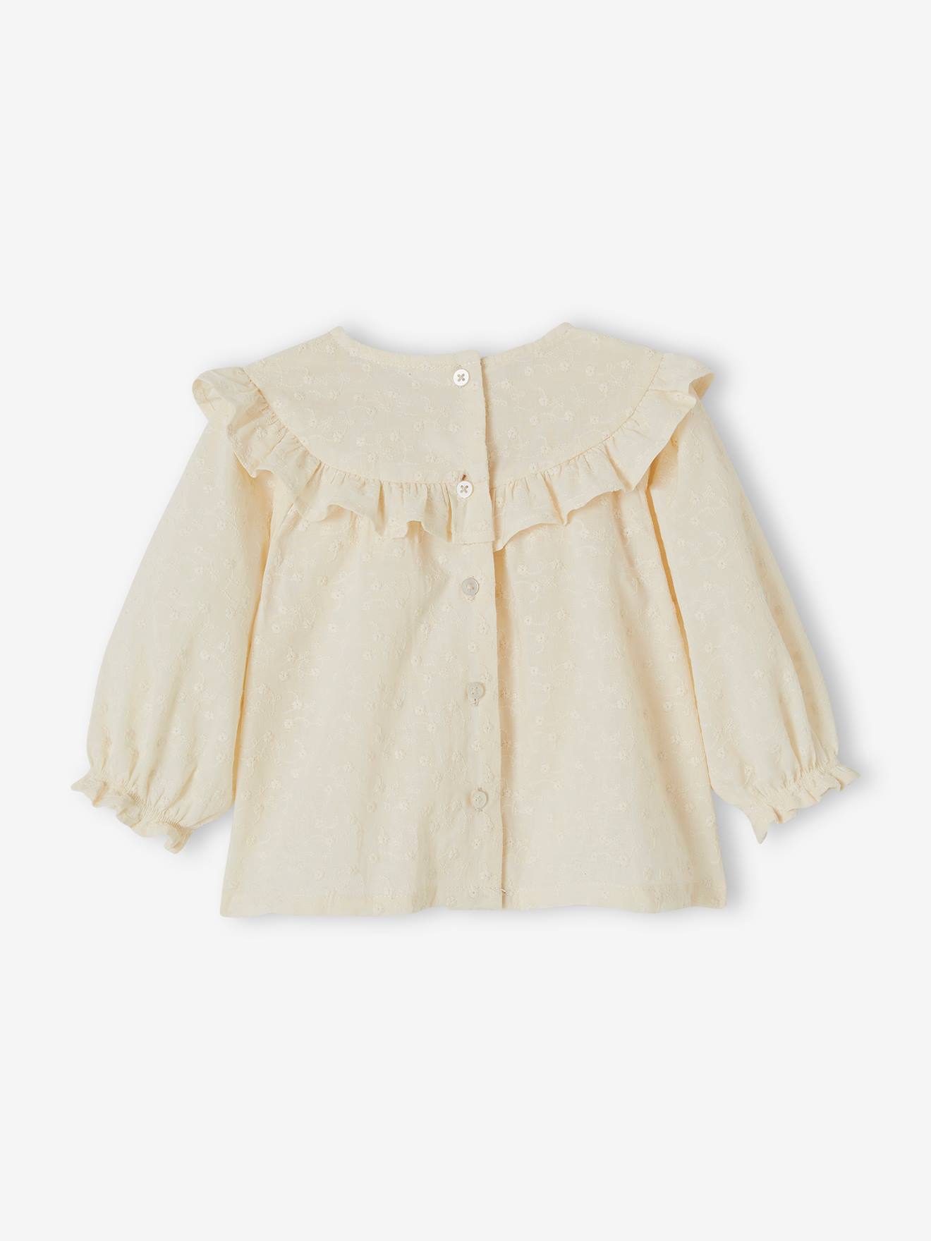 Blusa bordada off-white com babados para bebê