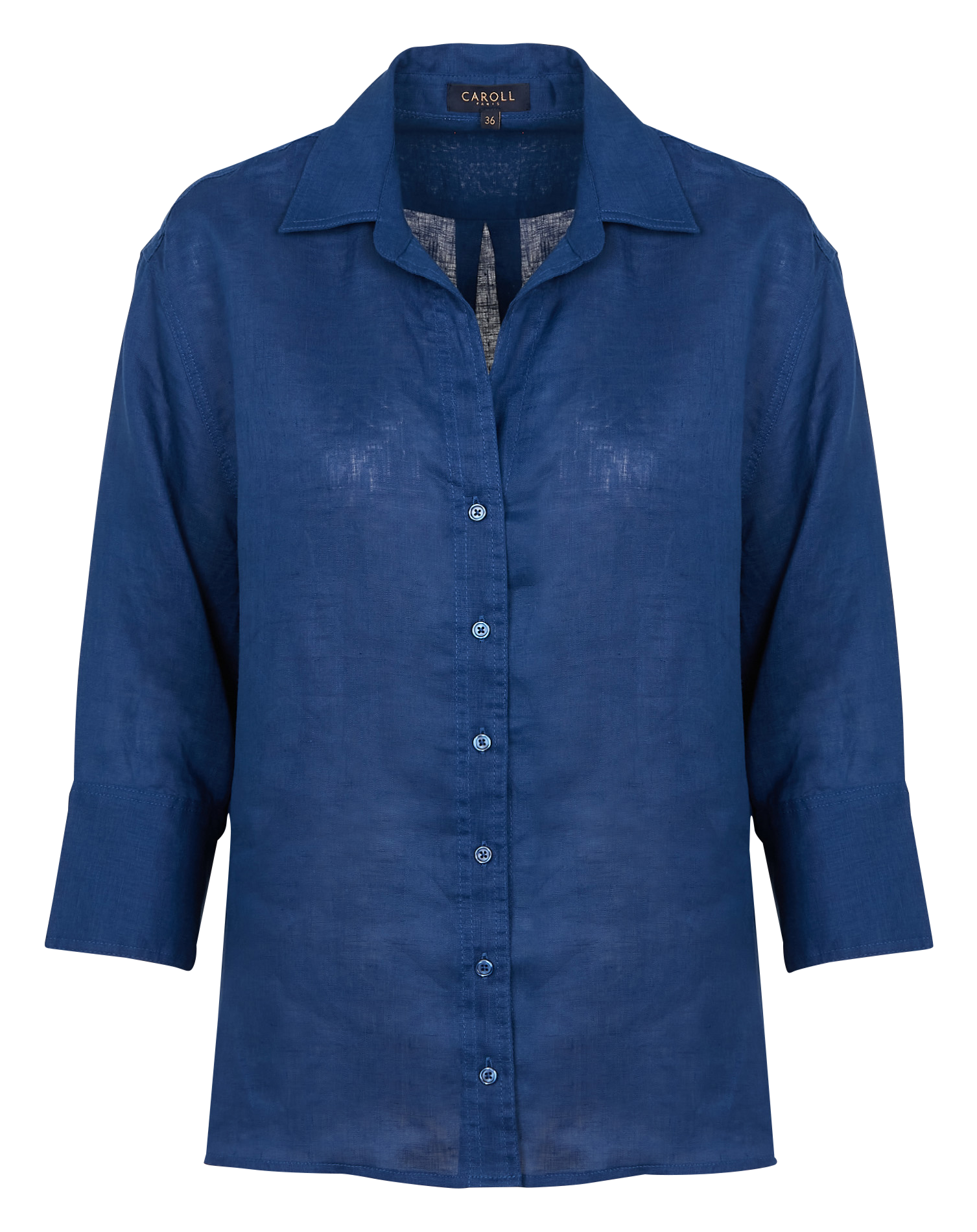 CORALINE - Chemise droite col classique en lin | Bleu