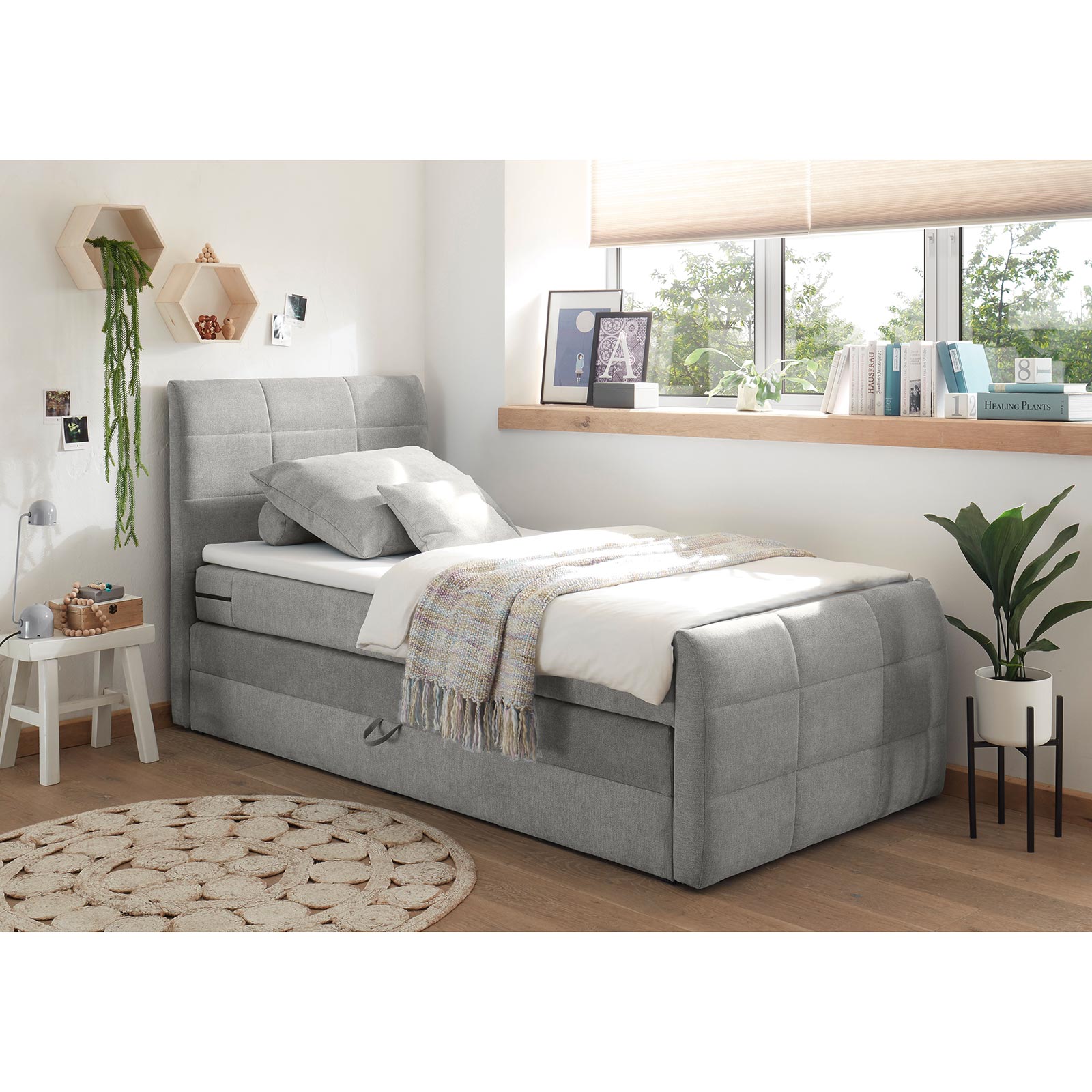 Boxspringbett - schlamm - H2 - 100x200 cm