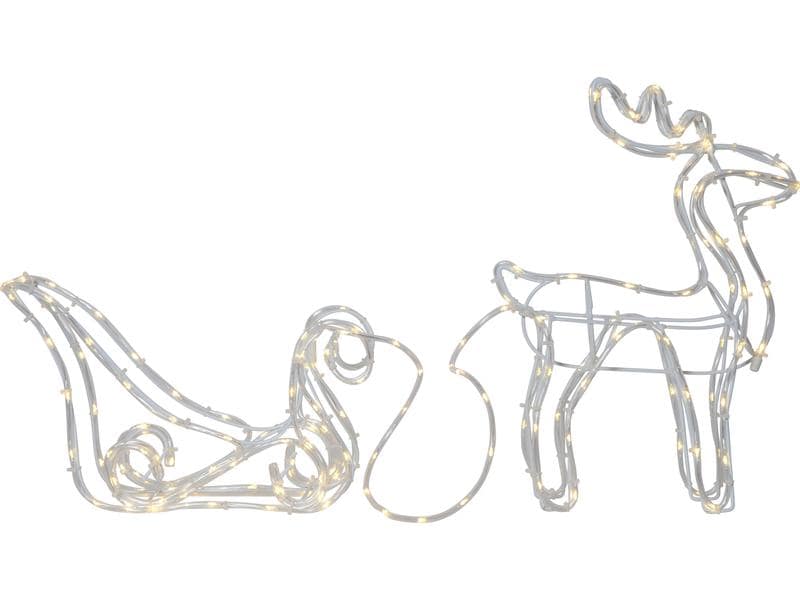 Star Trading LED-Figur Silhouette Tuby Deer, 35 cm, Transpa LED Hirsch- und Schlittensilhouette mit Tautropfenlicht