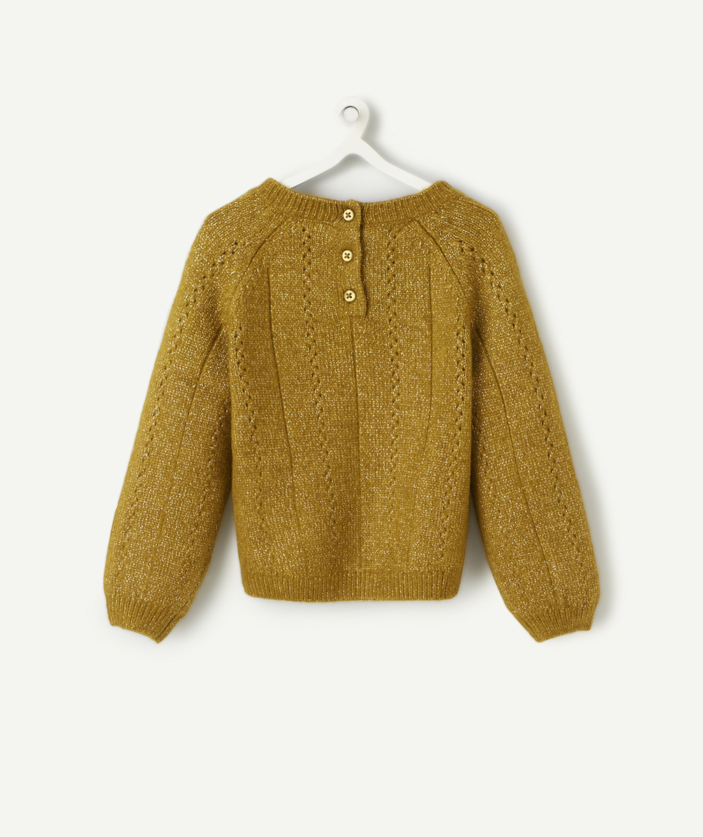 PULL EN MAILLE BÉBÉ FILLE VERT AVEC JEUX DE TORSADES