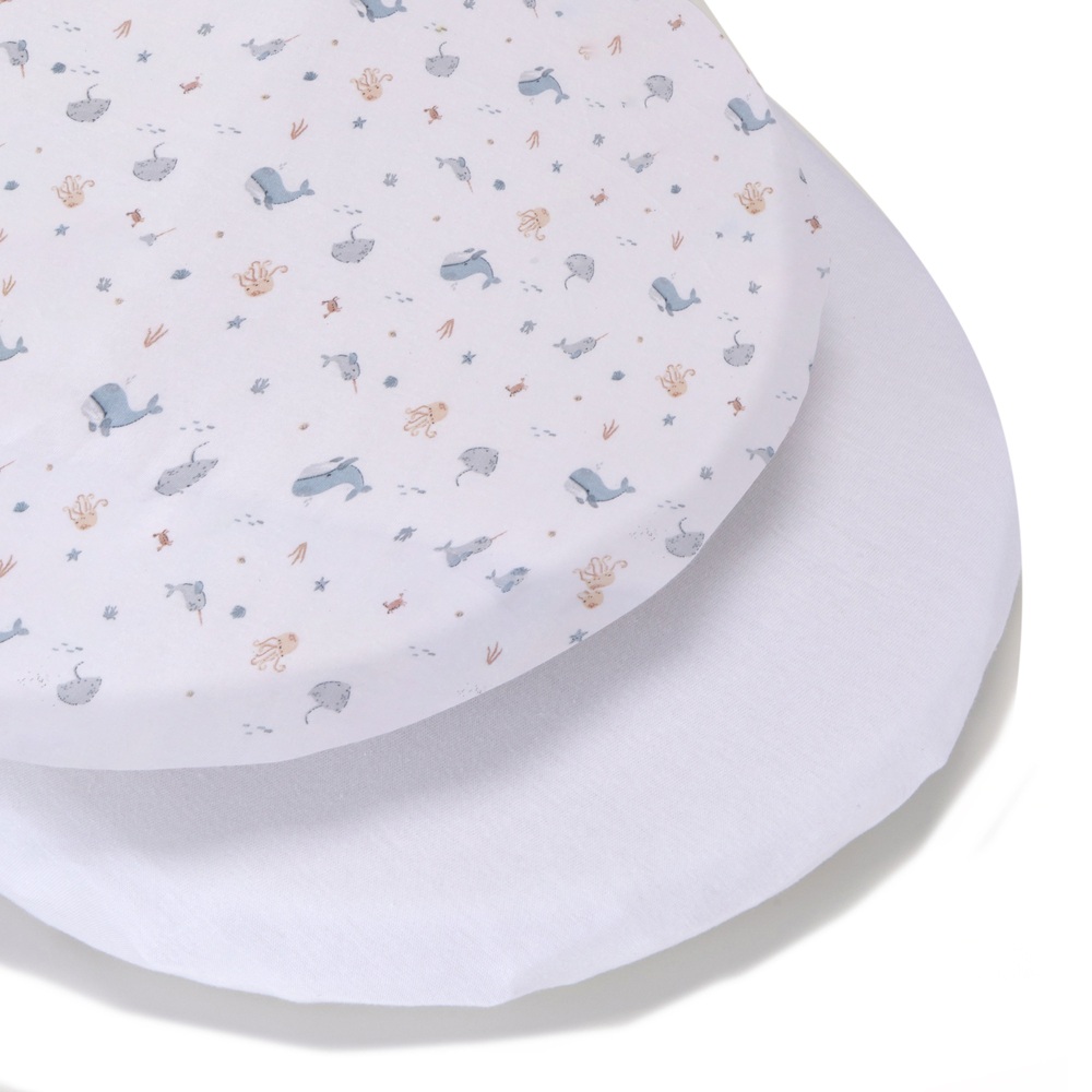 Baby Elegance Moseskorb-Spannbettlaken, 2er-Pack, Unterwasserwelt, 75 x 35 cm