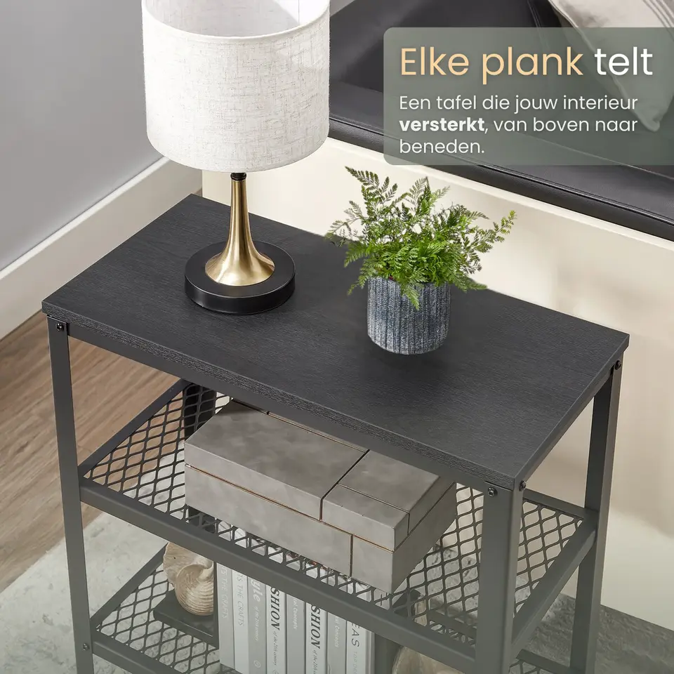 O'DADDY Industriële Wandtafel - 2 Gaasplanken - 60x30x60 cm - Zwart